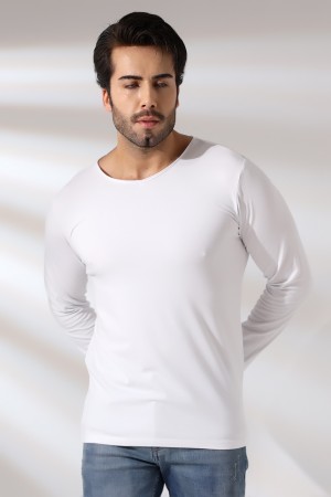 19698 ERKEK REGULAR FİT UZUN KOL PİS V YAKA TSHIRT