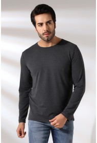 21483 ERKEK REGULAR FİT UZUN KOL BİSİKLET YAKA TSHIRT