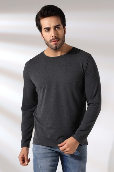 21483 ERKEK REGULAR FİT UZUN KOL BİSİKLET YAKA TSHIRT