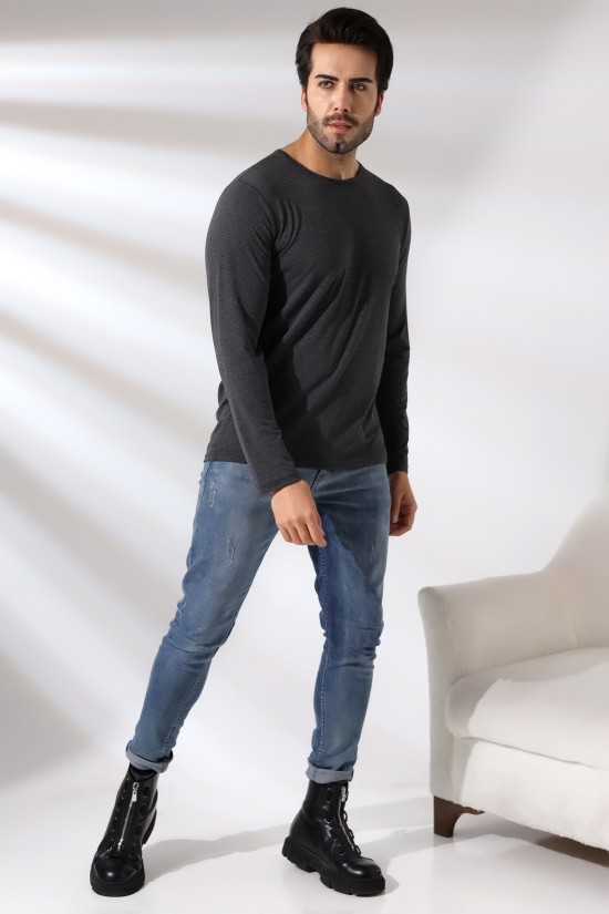 ERKEK REGULAR FİT UZUN KOL BİSİKLET YAKA TSHIRT