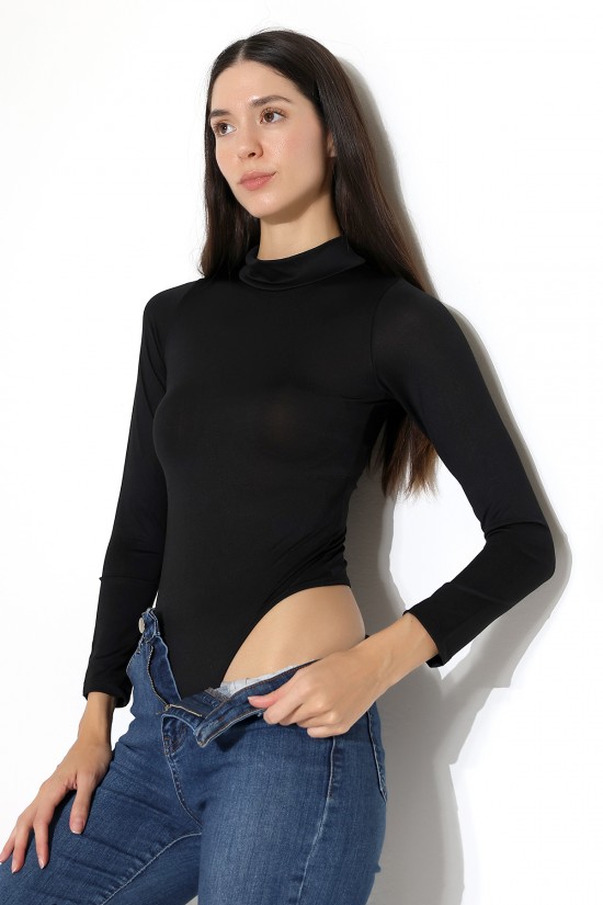 21942 KADIN FULL LYC MİKRO YARIM BALIKCI YAKA UZUN KOL  ALTI KÜLOTLU VE ÇITÇITLI TSHIRT 