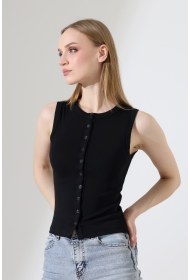 22077 KADIN FULL LYC RİB 10 DÜĞMELİ KOLSUZ YELEK 