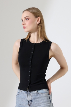 22077 KADIN FULL LYC RİB 10 DÜĞMELİ KOLSUZ YELEK 