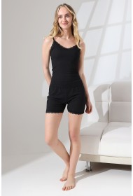 21676 KADIN  ATLET VE ŞORT PACASI DANTELLİ 7X4.MİKRO LYC KAŞG.ŞORTLU ATLET TAKIM 