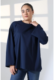 22139 KADIN UZUN KOLAĞZI GENİŞ SALAŞ OVERSİZE PAMUKLU BLUZ 