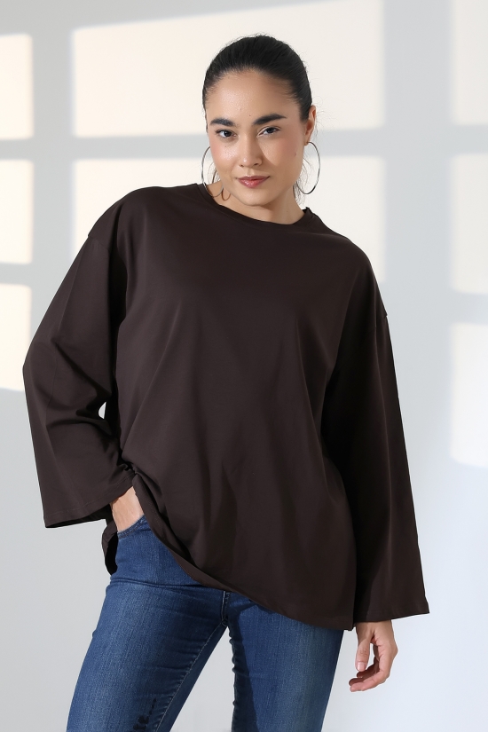 22139 KADIN UZUN KOLAĞZI GENİŞ SALAŞ OVERSİZE PAMUKLU BLUZ 