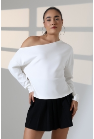 22185 KADIN KAYIK YAKA OMUZ DÜŞÜMLÜ DOUBLE FACE YUMUŞAK DOKULU UZUN KOL SWEAT-BLUZ 22185 KADIN KAYIK YAKA OMUZ DÜŞÜMLÜ DOUBLE FACE YUMUŞAK DOKULU UZUN KOL SWEAT-BLUZ