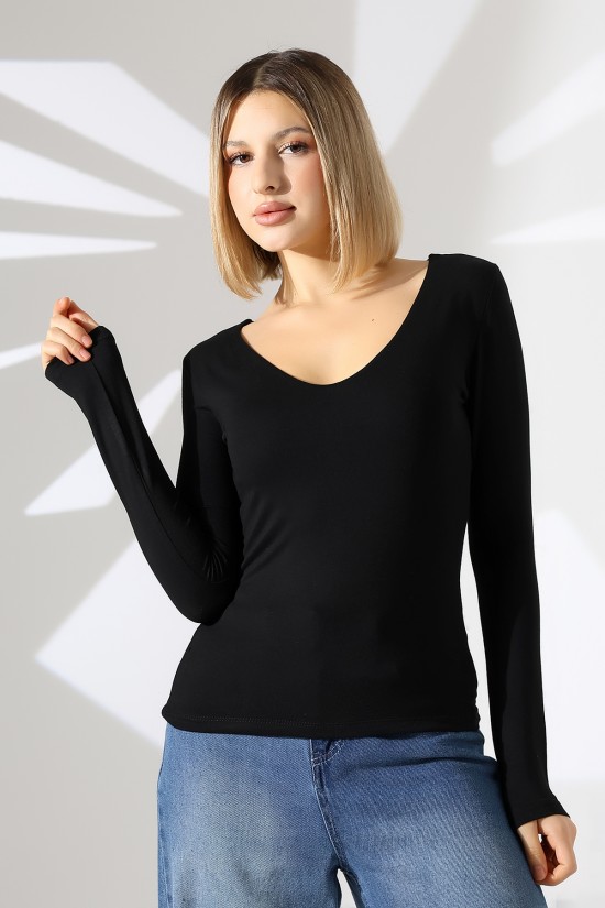 22132 KADIN TULUM V YAKA FULL LYC VORTVİSK UZUN KOL BLUZ 22132 KADIN TULUM V YAKA FULL LYC VORTVİSK UZUN KOL BLUZ