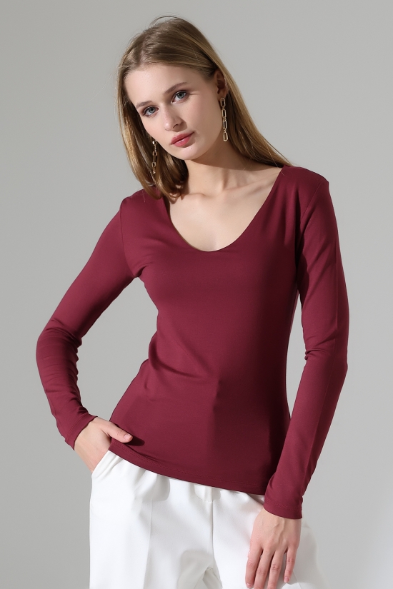 22132 KADIN TULUM V YAKA FULL LYC VORTVİSK UZUN KOL BLUZ 22132 KADIN TULUM V YAKA FULL LYC VORTVİSK UZUN KOL BLUZ