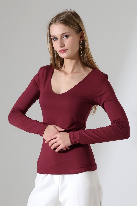 22132 KADIN TULUM V YAKA FULL LYC VORTVİSK UZUN KOL BLUZ 22132 KADIN TULUM V YAKA FULL LYC VORTVİSK UZUN KOL BLUZ