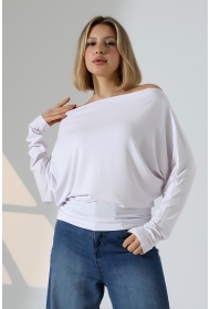 22153 KADIN OMUZ DÜŞÜMLU ASMTRK UZUN KOLU BEDENDE VE PARÇALI   BLUZ 