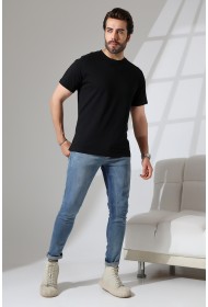 21751  ERKEK BASİC COMFOFRT FİT  KISA KOL BİSİKLET YAKA PAMUKLU TSHIRT 