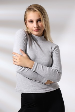 20535  KADIN YARIM BALIKÇI 2X2  UZUN KOL  LYC KAŞKORSE TSHIRT 