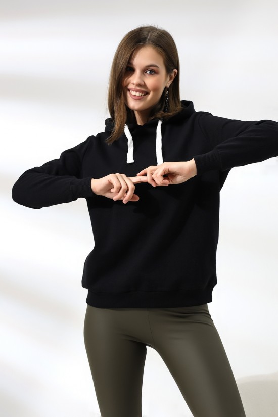 19491 KADIN DÜZ 2İP ŞARDONLU KAPŞONLU SWETSHIRT 19491 KADIN DÜZ 2İP ŞARDONLU KAPŞONLU SWETSHIRT