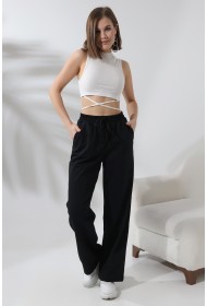 21566  KADIN CEPLİ SALAŞ GENİŞ DÖKÜMLÜ 2 İP PANTOLON 