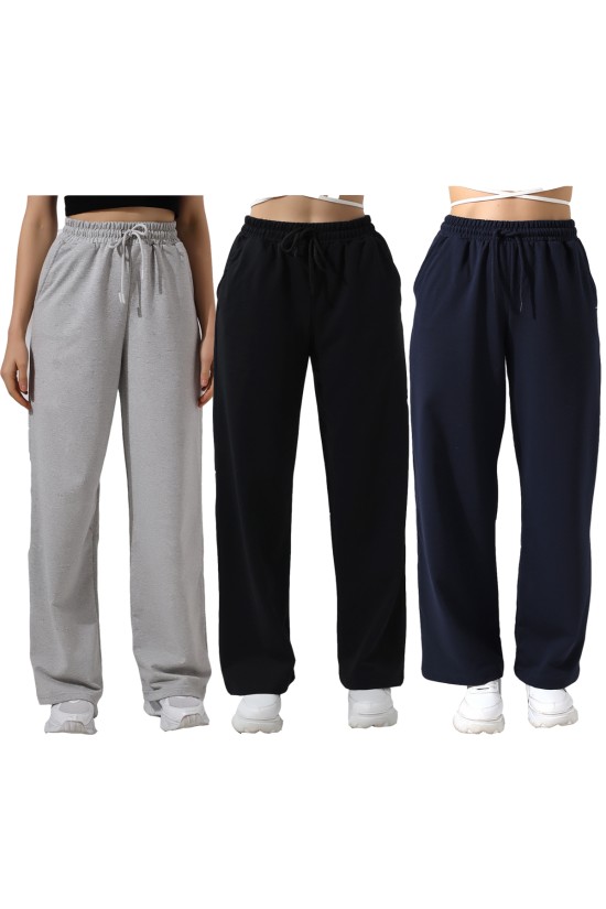 31566 - 3LÜ PAKET BAYAN CEPLİ SALAŞ GENİŞ DÖKÜMLÜ 2 İP PANTOLON 31566 - 3LÜ PAKET BAYAN CEPLİ SALAŞ GENİŞ DÖKÜMLÜ 2 İP PANTOLON