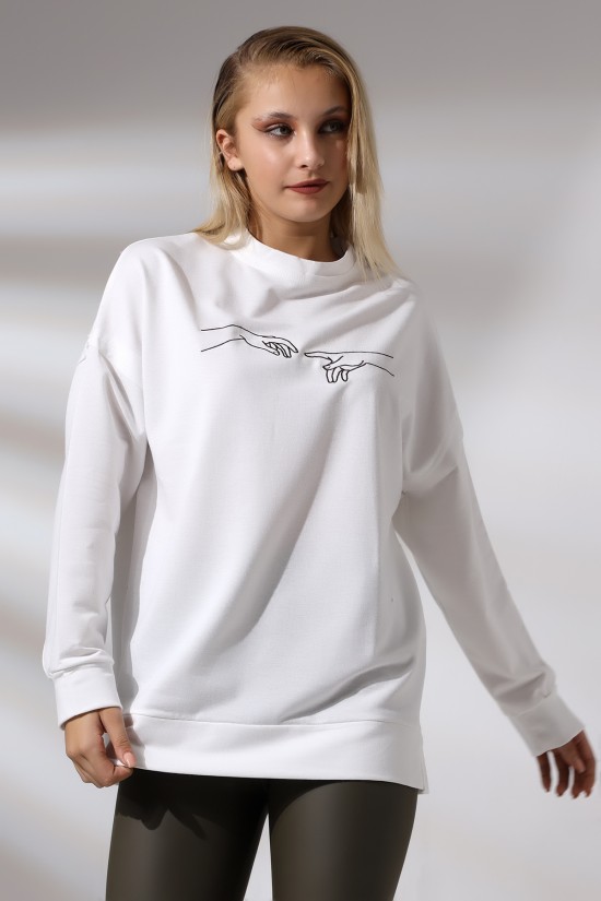 21173 PARMAKLAR NAKIŞLI 2 İP YAKA VE KOL PİS DİKİM ETEK.YIRTM. SALAS TUNİK SWET 21173 PARMAKLAR NAKIŞLI 2 İP YAKA VE KOL PİS DİKİM ETEK.YIRTM. SALAS TUNİK SWET