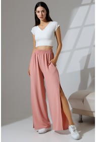 21143  KADIN AYROBİN SALAŞ CEPLİUZUN PAÇA YANLARI AÇIK YIRTMAÇLI SALAŞ PANTOLON 