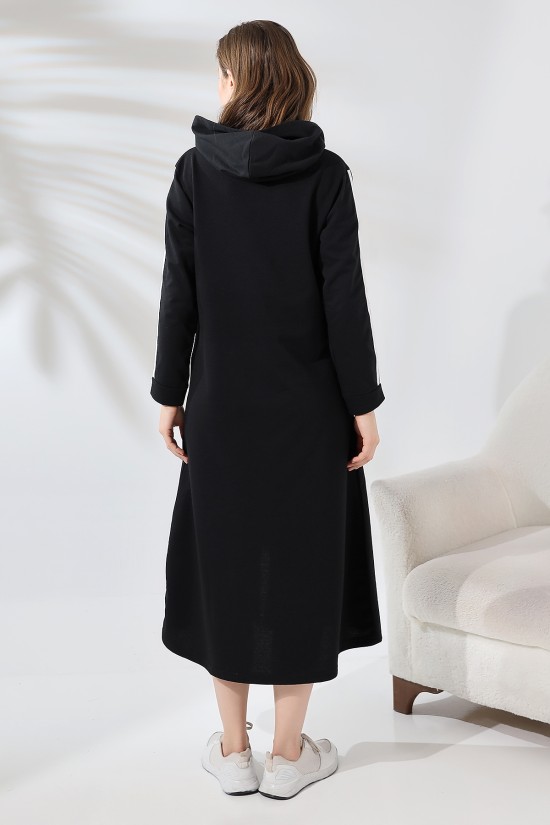 21576 BAYAN KAPŞONLU FLOTA CEPLERİ VE KOLLARI ÇİFT ÇERİTLİ BOYDAN FERMUARLI UZUN TUNİK FERMUARLI ELBİSE 21576 BAYAN KAPŞONLU FLOTA CEPLERİ VE KOLLARI ÇİFT ÇERİTLİ BOYDAN FERMUARLI UZUN TUNİK FERMUARLI ELBİSE