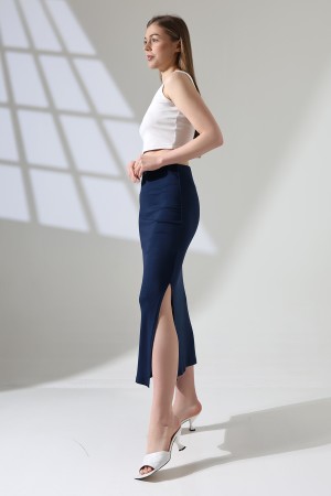 21921 KADIN FULL LYC VSKRİBANA TEK YIRTMAÇLI UZUN  ETEK 